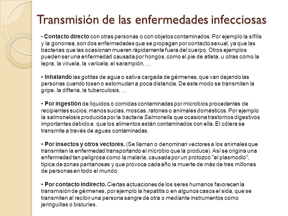 enfermedades infecciosas que se transmiten por contacto directo